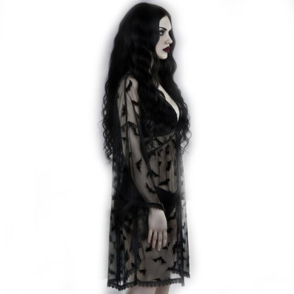 Black Bat Lace Gothic Kimono