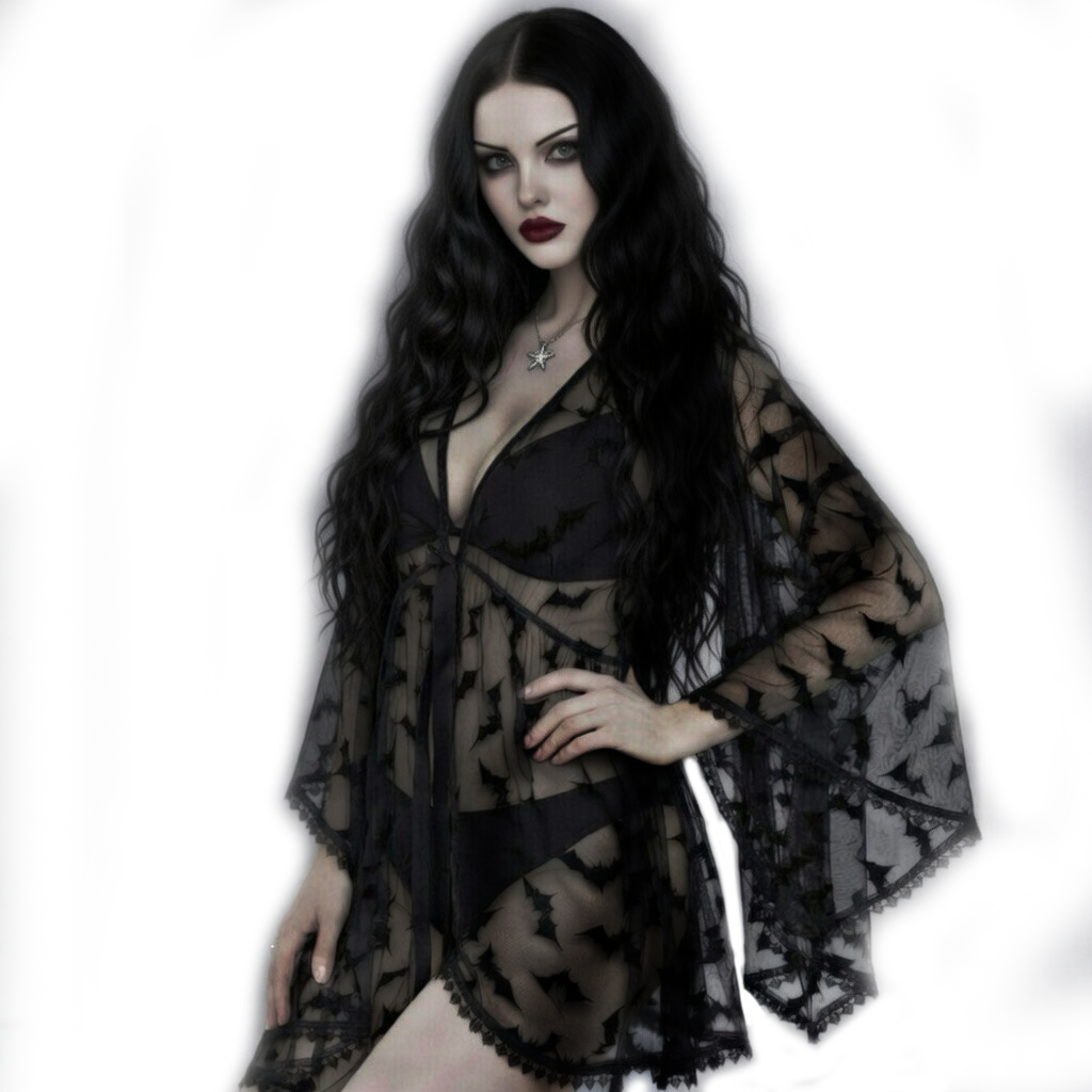 Black Bat Lace Gothic Kimono