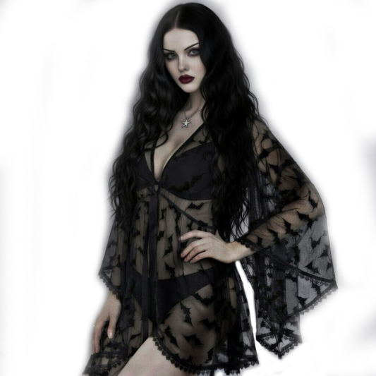 Black Bat Lace Gothic Kimono
