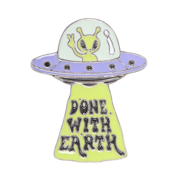 Glow in the Dark UFO Enamel Pin Badge