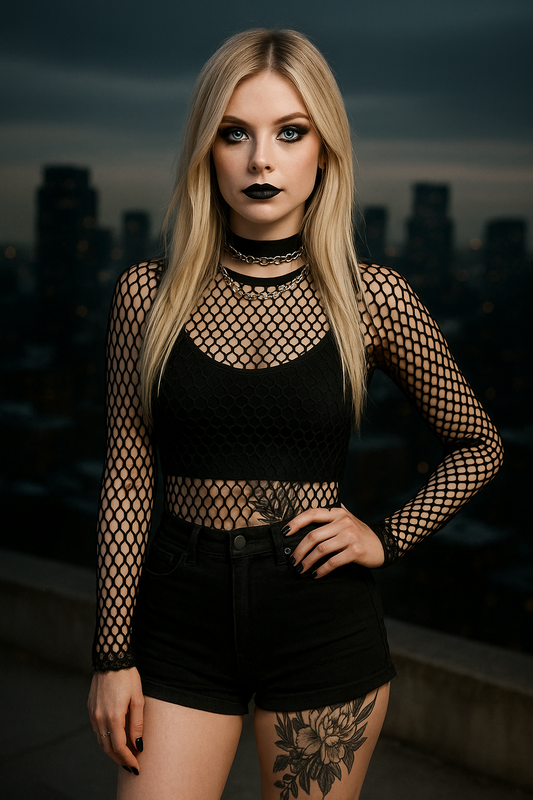 Long Sleeve Fishnet Top