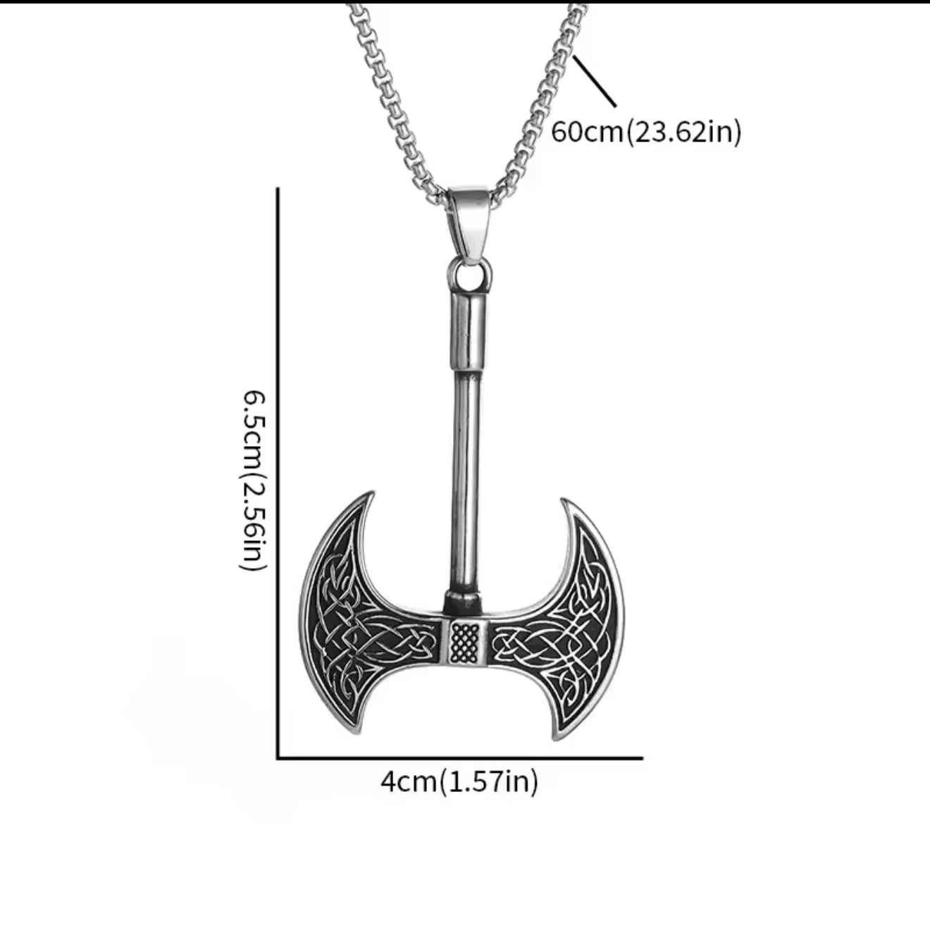 viking axe stainless steel silver necklace