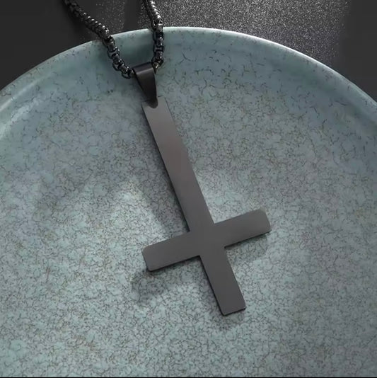 inverted cross pentagram necklace plain