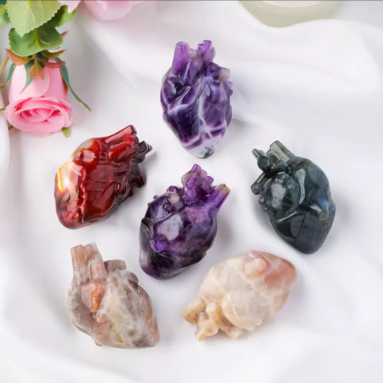Hand Crafted Crystal anatomical heart figures