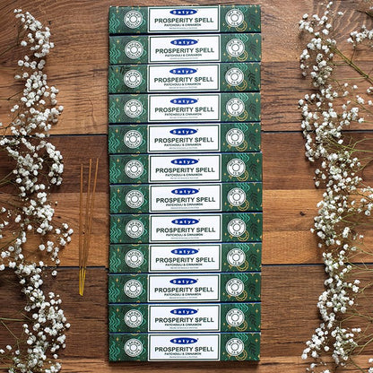 12 Packs of Prosperity Spell Incense Sticks by Satya