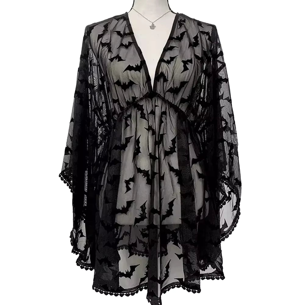 Black Bat Lace Gothic Kimono