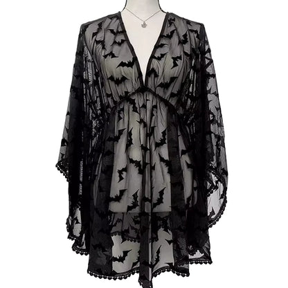 Black Bat Lace Gothic Kimono