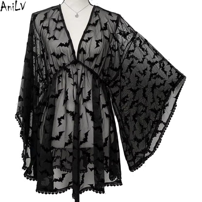 Black Bat Lace Gothic Kimono