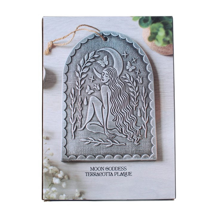 Moon Goddess Silver Effect Terracotta Plaque