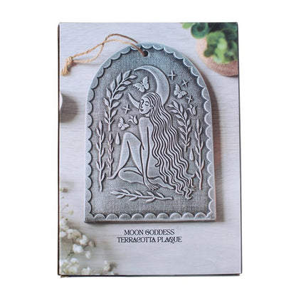 Moon Goddess Silver Effect Terracotta Plaque