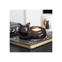 Black Cat Magick Curled Cat Tealight Holder