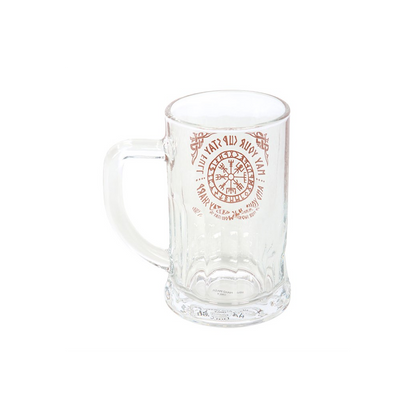 Viking Compass Glass Beer Tankard with Coaster