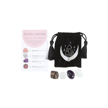 Love Healing Crystal Set with Moon Trinket Dish