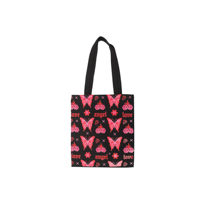 Flaming Butterfly Print Polycotton Tote Bag