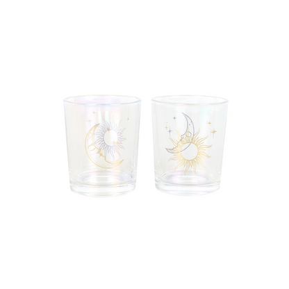 Iridescent Sun and Moon Votive Candle Holders