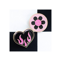 Burning Heart and Sad Flower Pin Badge Set