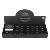 Set of 32 Healing Hematite Rings in Display