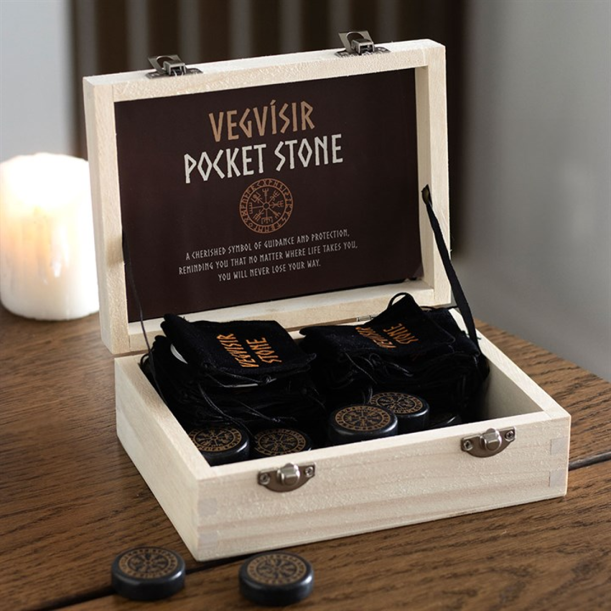 Box of 24 Vegvisir Viking Compass Pocket Stones
