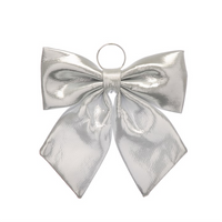 34cm Silver Metallic Fabric Bow