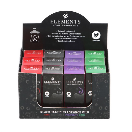 Set of 12 Black Magic Fragrance Oils in Display