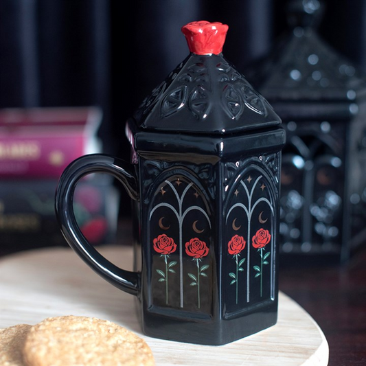 Gothic Rose Cathedral Lidded Mug