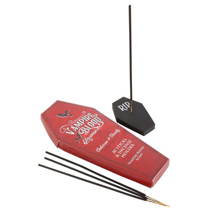 Set of 18 Vampire Blood Incense Stick Packs with Coffin Holder