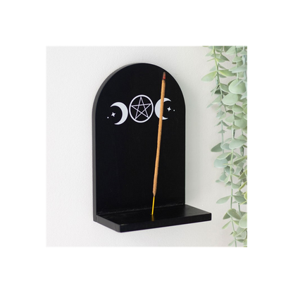 Black Triple Moon Incense Holder Shelf