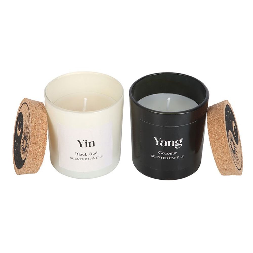 Set of 2 Yin Yang Black Oud and Coconut Candles