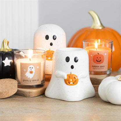 Ghost Shaped Tealight Candle Holder with Pumpkin