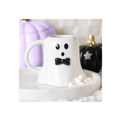 Mr Boo Ghost Shaped Mug with Bow Tie