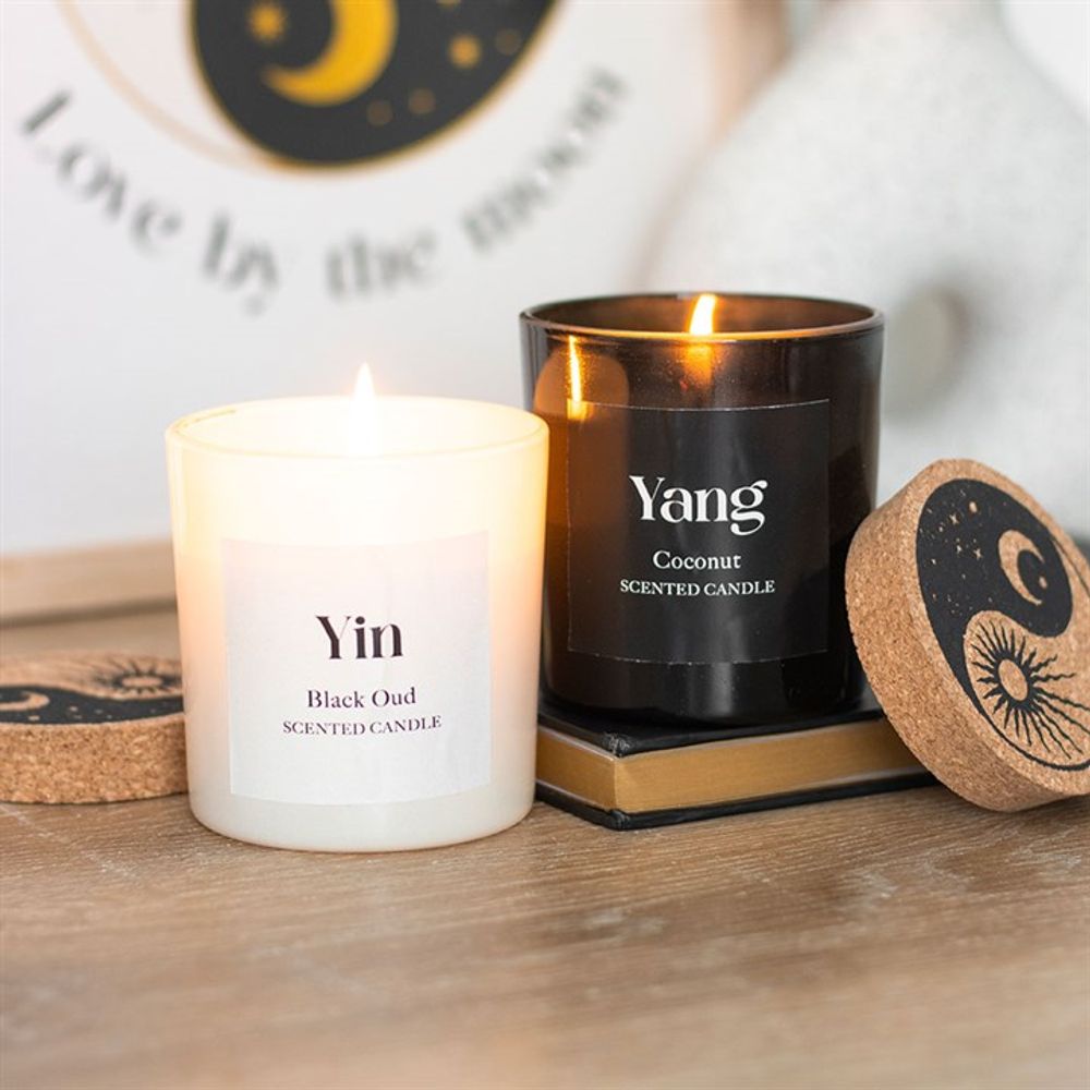 Set of 2 Yin Yang Black Oud and Coconut Candles