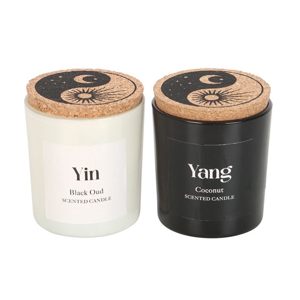 Set of 2 Yin Yang Black Oud and Coconut Candles