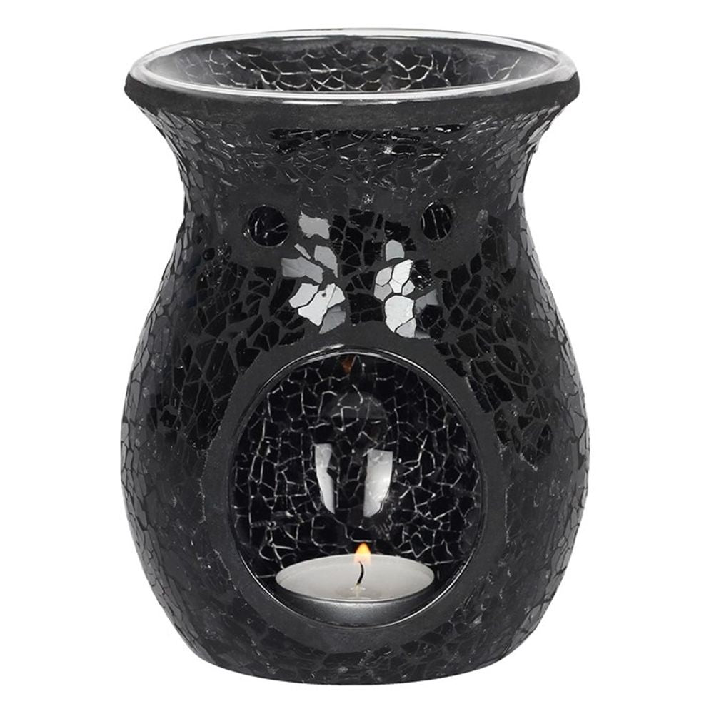 Large Black Crackle Oil Burner