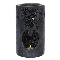 Black Crackle Glass Pillar Oil Burner