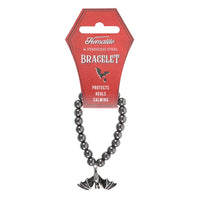 Hanging Bat Hematite Charm Bracelet