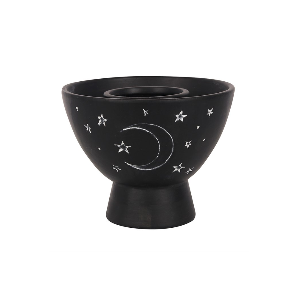 Black Moon and Stars Terracotta Smudge Bowl