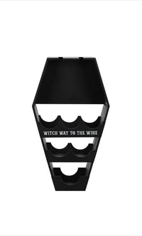 Gothic coffin wine shelf unit