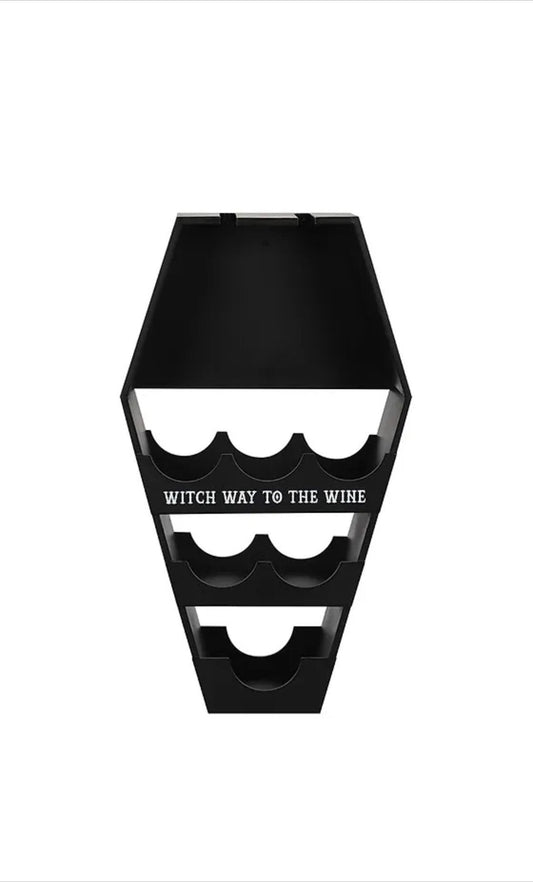 Gothic coffin wine shelf unit