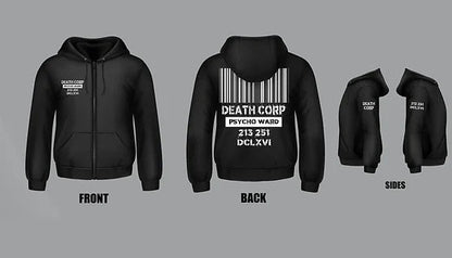 Death Corp - psycho ward  Zipped hoody (glow in the dark )
